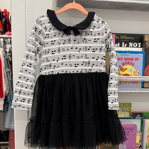 Musical Note Dress with Black Tulle Skirt